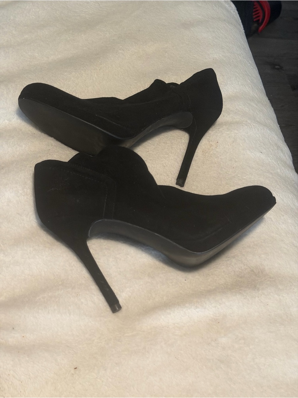 St. John Black Suede Stiletto Ankle Boots Shoes Sz 10M Classy Designer